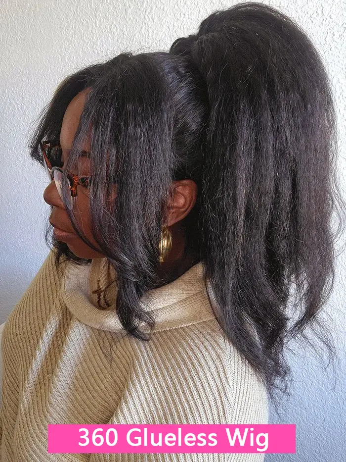 [360 Glueless Wig] MYLOCKME 180 Density Kinky Straight 360 Glueless Wigs Human Hair 32 34 Inch Brazilian Yaki Straight 13x6 HD Lace Frontal Wig For Women Preplucked
