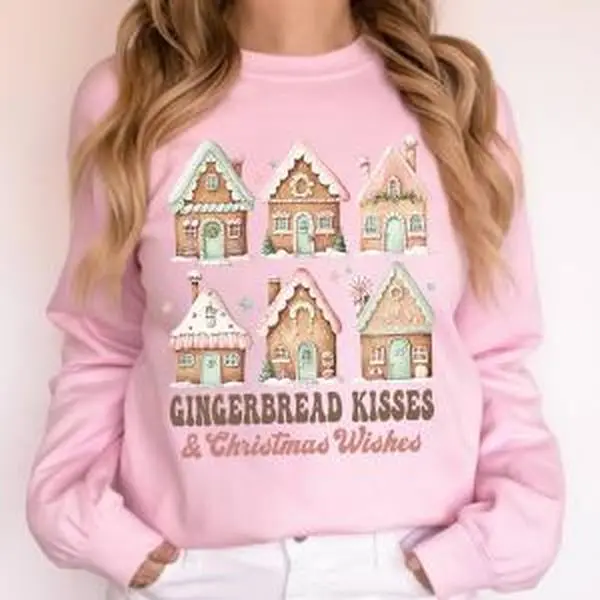 Gingerbread Christmas Houses Sweater, Christmas Wishes Gingerbread t-shirt, Christmas Houses Shirt, Gingerbread shirt, Funny Christmas shirt, Gingerbread Kisses and Christmas Wishes Sweatshirt, Christmas gift, Christmas Party shirt, Family Xmas Tee