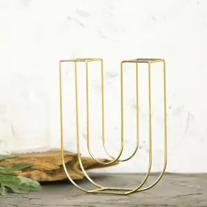 8" Tall Gold Freestanding 3D Decorative Wire Letter, Wedding Centerpiece - U