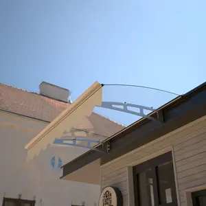 Series Door Window Awning Made of  0.137 Inch Thick Crystal Solid Polycarbonate Sheet and Aluminum Alloy with Valance in size of 47" Wide x 34" Deep for Wooden Wall House    RR