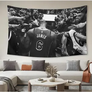 Lebron James Iconic Moment Wall Tapestry/Flag |     Basketball Goat Decor for Bedroom Indoor and Outdoor Decoration, One Sided, Travel, Events, Festivals H