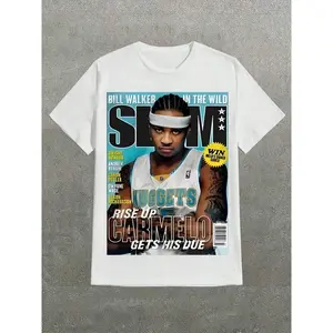 🥇 Carmelo Anthony - Magazine - Style Graphic Tee,Casual Digital Print  Pure Heavy Cotton T Shirt ,235g Cotton T-Shirt,For Going Out,Gift,Summer,Unisex