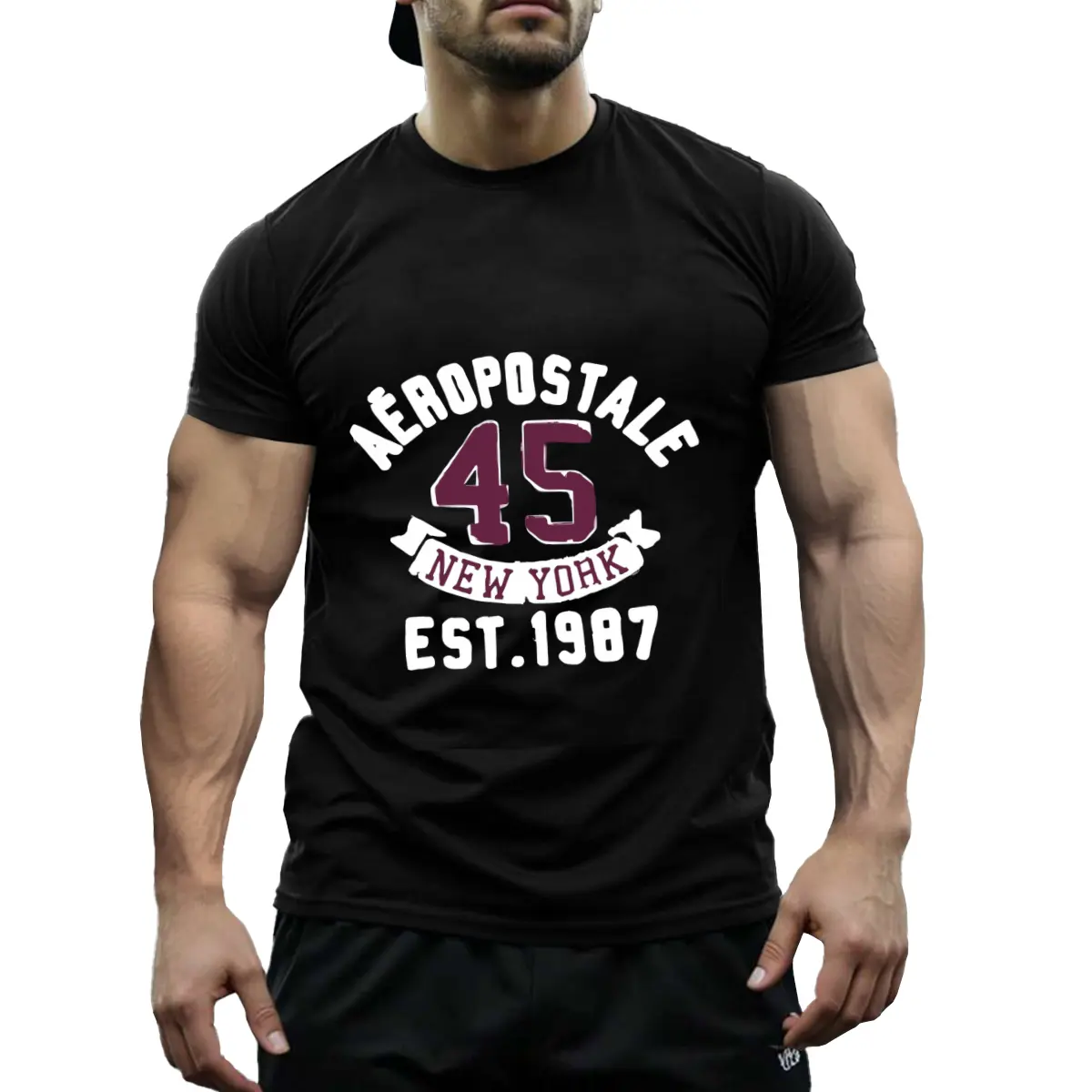Aeropostale Menswear Men's Round Neck Shortsleeve T-Shirt - 100% Cotton, Regular Fit, Non-Stretch Fabric, Casual Boho Print, All-Season Casual Top for Adults