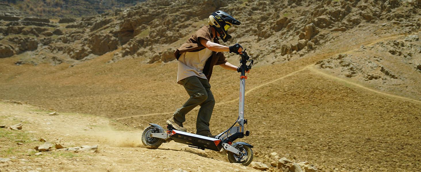 【Adventure Sport】Electric Scooter, 330LBS Max Load, 34/39 Miles Max Range, 28/32 Mph Top Speed, 1000W Powerful Motor, 10'' Off-Road Tires Scooter Electric with APP-Large Size(Sliver)