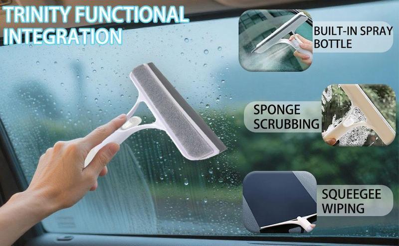 3 in 1 Window Cleaning Scraper 2025 New Squeegee for Shower Glass with Spray Function for Glass Doors Mirrors PE TPR Material Yellow White 21.5cm x 25.7cm All Purpose Cleaner Tool