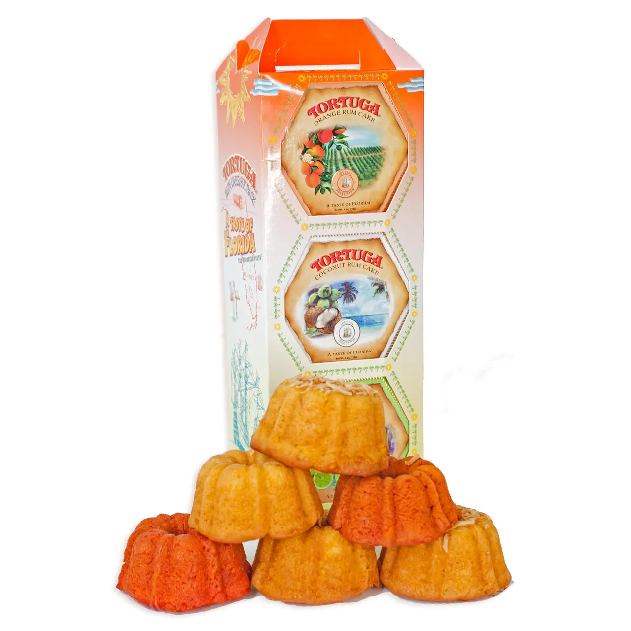 Tortuga Spirit Cakes - 6-Pack Sampler - Caribbean Original - 4 oz Caribbean Rum Cakes - Premium Gourmet Gift for Gifting, Sampler, Dessert Treats - Bakery Fresh Snack Cakes