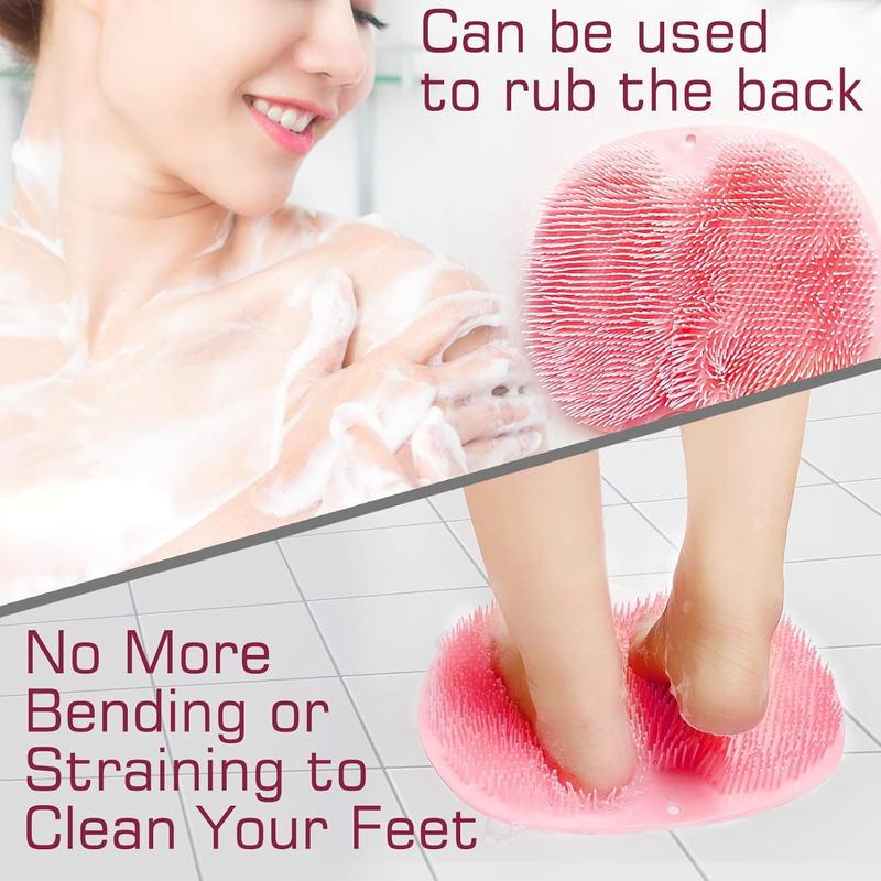 Shower Foot Scrubber Mat - Back Washer Back Exfoliating Bath Wash Pad Wall Mounted Slip Suction Cups for Men and Women Foot Cleaner Set Cleaning
