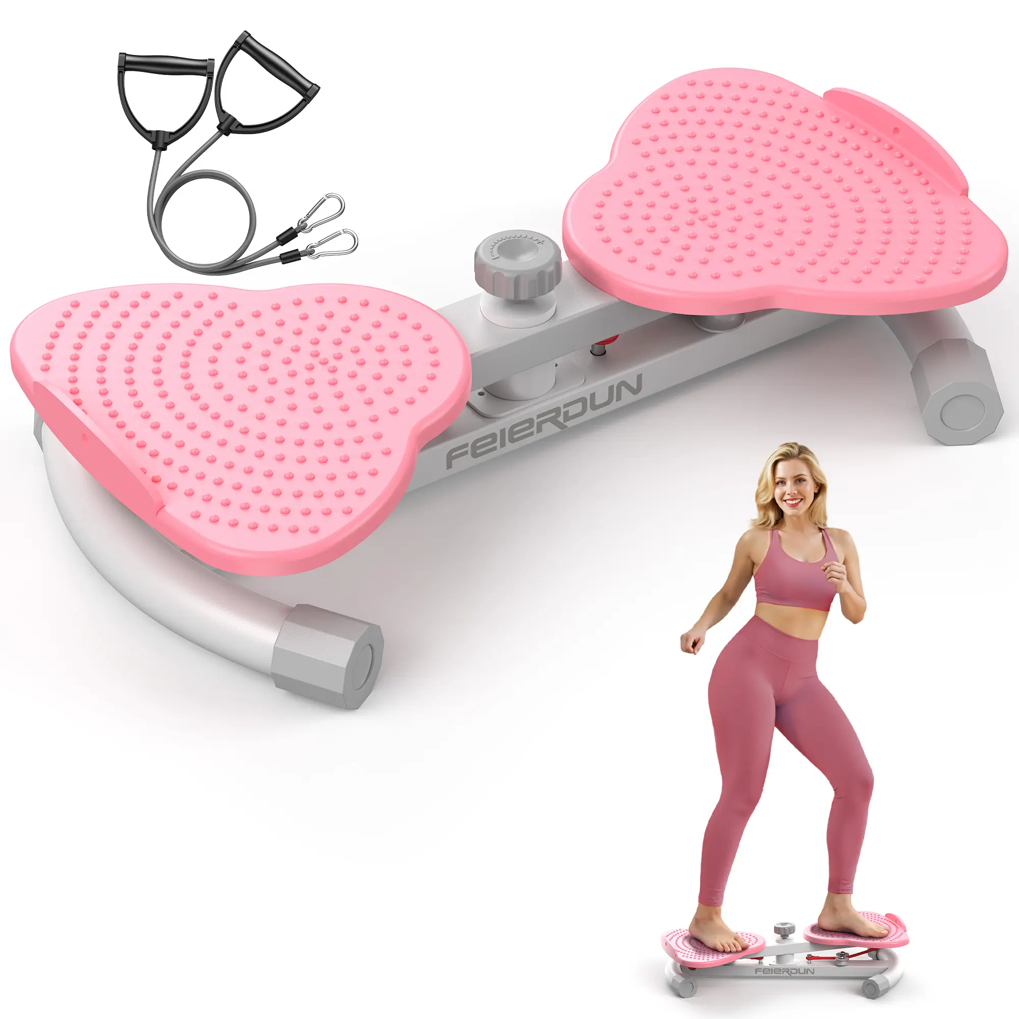 FED Fitness Feierdun Series TW1 Twist Machine - Silent Core Workout Equipment, Non-Slip Ab Exercise Machine with Resistance Bands, 330lbs Capacity At Home Gym Equipment for Stomach & Abs Workouts