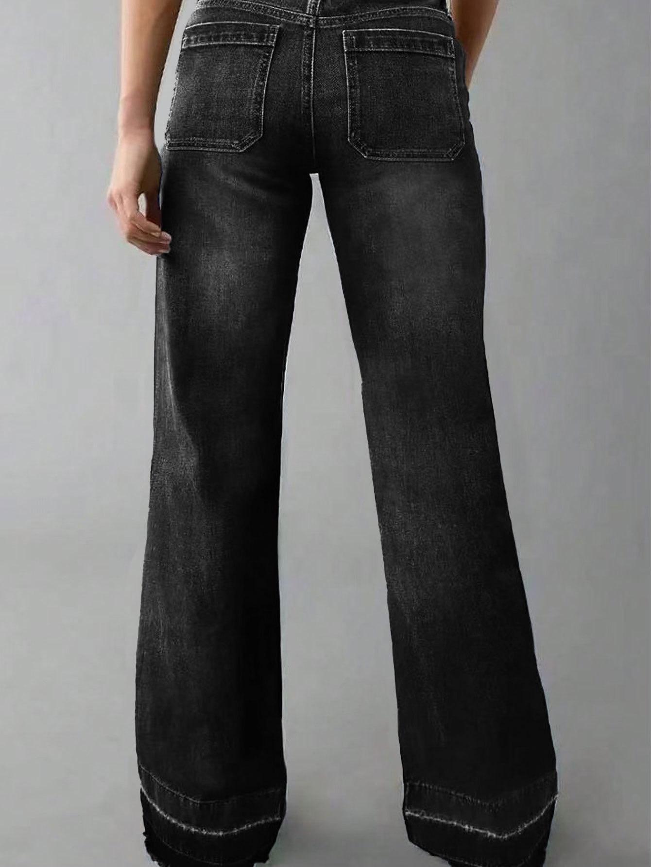 Women's Loose Straight Leg Denim Jeans, Comfortable Casual Style, Perfect for Daily Wear and Outdoor Activities, T-chic