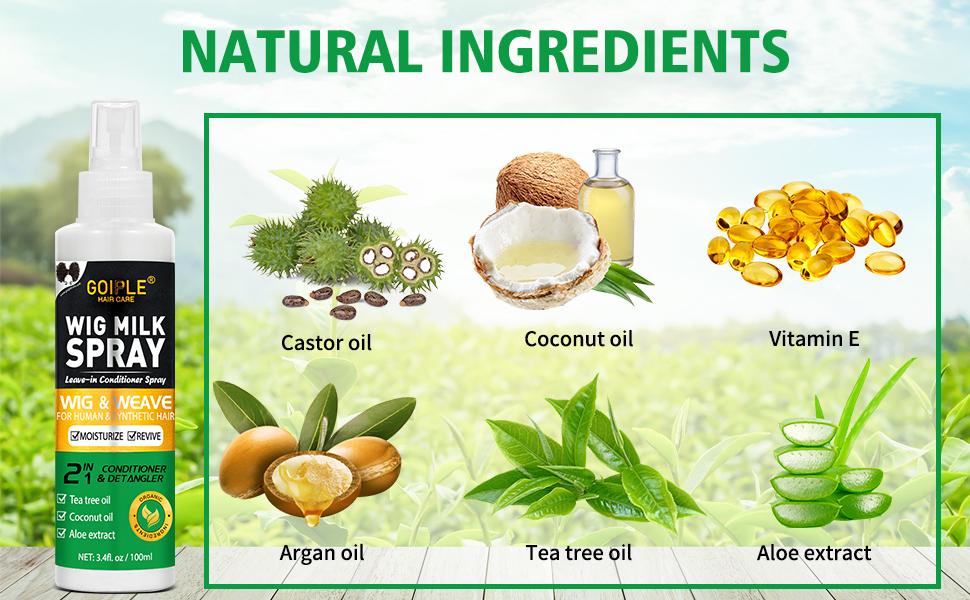 Wig Milk Spray Wig Spray for Synthetic Hair, Leave-In Conditioner Spray for Hair Wigs, Conditioner ＆ Detangler 2 in 1 Moisturize Spray, Hydrates & Replenishes Synthetic Wigs Easy Combing (3.4 fl oz)