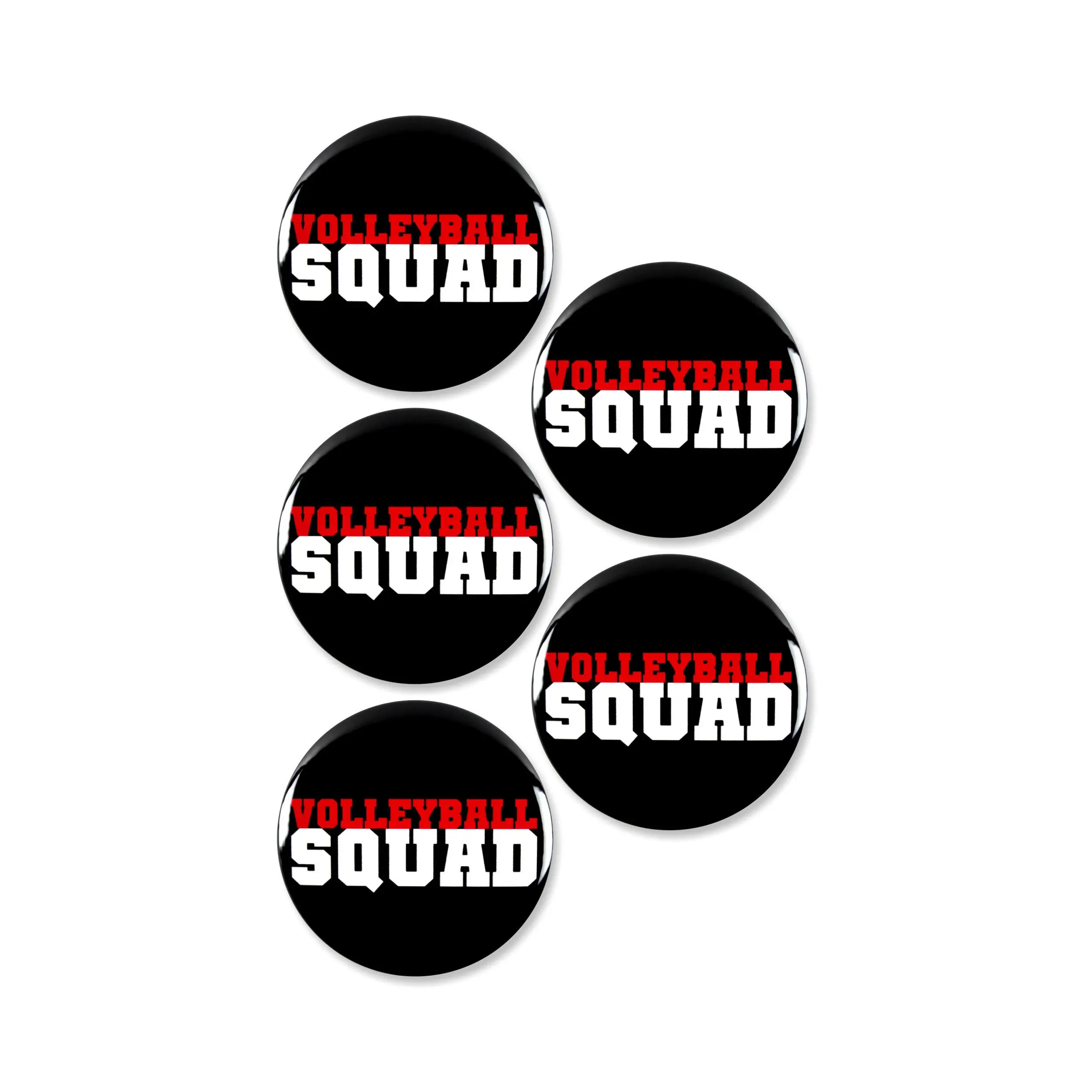 5 Pack - Volley Ball Squad Sports Pinback Buttons - 2.25 Inch