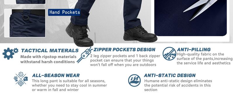 MAGCOMSEN Men's Tactical Pants with 9 Pockets Rip-Stop Lightweight Work Hiking Pants FallFreshness Outdoorfun