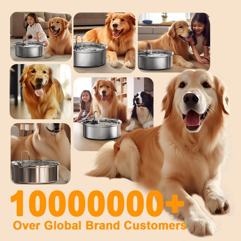 oneisall Dog Water Fountain for Large Dogs with 3  Filters, 6L Stainless Steel Dog Fountain,Ultra 35dB Quiet,Wide Drink Area for Large Dogs Cats and Multi-Pet Home drinking water bowl, automatic water feeder, stainless steel bowls, automatic water bowl