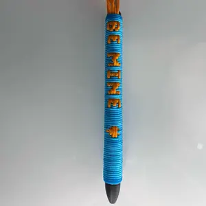 Handmade "Be Mine" Weaving Pen Blue & Orange with Beads Unique & Vibrant Touch for A Big Personality