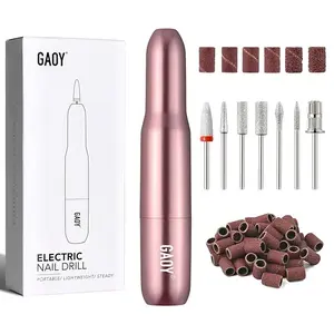 Electric Nail Drill for Acrylic and Gel, USB Electric Nail File, Portable Efile with Drill Bits, Manicure Pedicure Tools for Home Salon, Pink