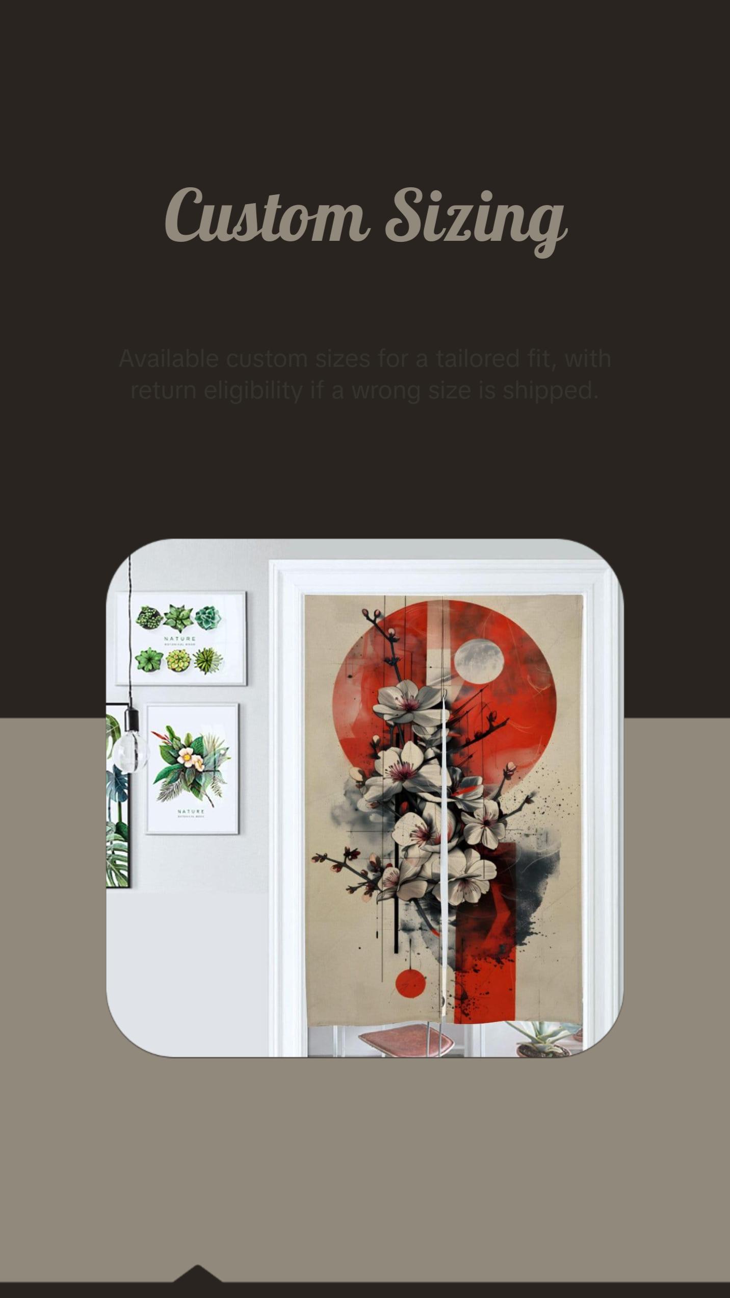 Japanese Vintage Sakura Floral Noren, Door Curtain - Japanese Traditional Room Divider for Home Decor - Doorway Curtain - Japanese Noren