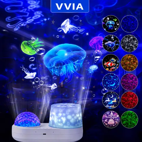 6-in-1 Starry Plastic LED Night Light Projector - USB Mobile Mood Decor, Romantic Nursery Room Decor, 1-Pack Blue Gift-Ready Christmas Bedroom Accessory (No Lights for Bedroom Universal USB Projector)