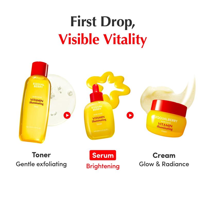 5pcs EQQUALBERRY Vitamin IlluminatingSerum -Brightening Vitamin C Serum withNiacinamide |Strengthens skin barrier IHydrates using Ceramide and HyaluronicAcid, 1.01oz / 30ml