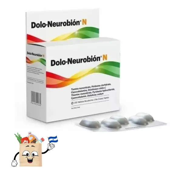 Dolo-Nerobion Tableta with Complex B Extra Strong - Guatemala Product - 120 Film Coated Tablets - Centroamerican Products