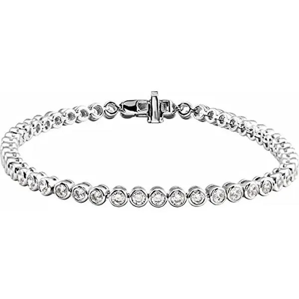Privosa Fine Jewelry 14k White Gold Diamond Tennis Bracelet, 2 Carat Bezel Set, 7 Inches