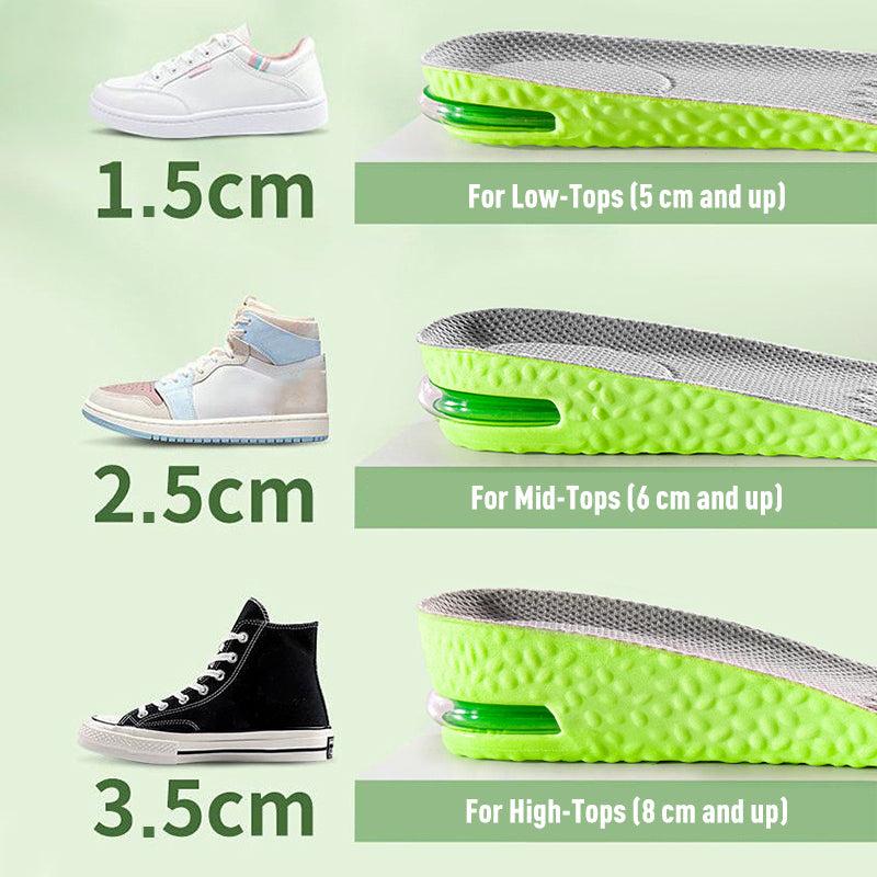 Comfortable Insoles with Air Cushion Height-Increasing Effect and Arch Support