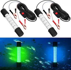 Fishing Light Underwater Night Fishing Lure Finder Light Green Submersible Fishing Lights with 5M Power Cord for Pool Boat Sea Ice Fishing Attractants More Fish