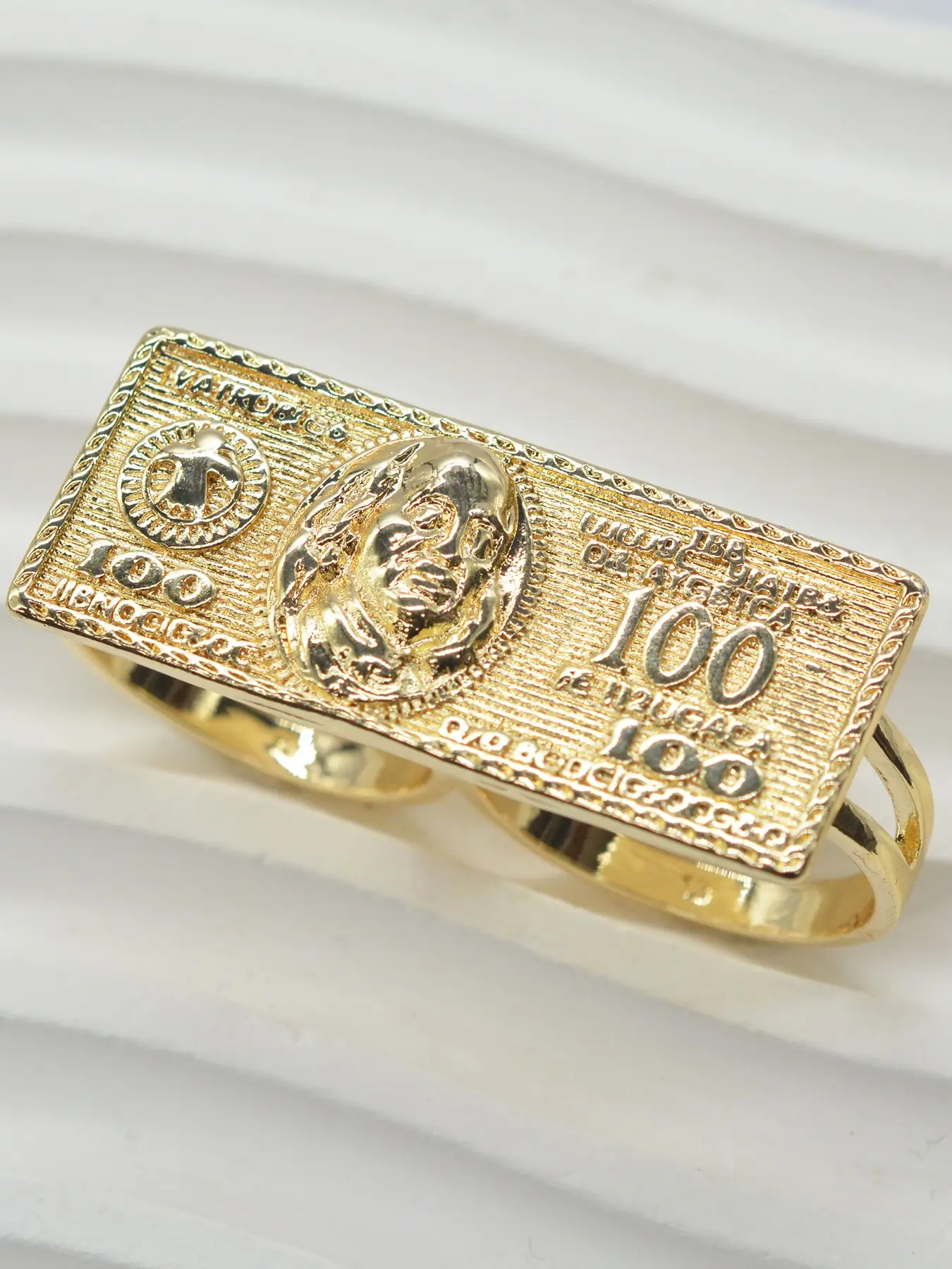 1 piece of fashionable nugget hip-hop creative US dollar banknote finger ring, a versatile party jewelry for men, the perfect gift for Halloween/Christmas/Valentine's Day/birthday