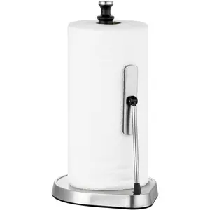 Dailyart Paper Towel Holder for One Hand Tear - Countertop with Tension Arm & Non Slip Weighted Base, Stainless Steel Paper Towel Holder Stand for Kitchen Bathroom, Black