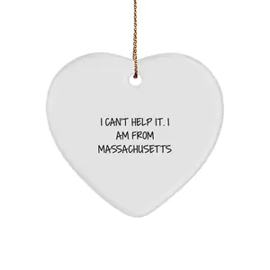 Funny Massachusetts Heart Ornament, Heart Shaped Gifts from Massachusetts, I Am From Massachusetts, Gifts for Massachusetts Christmas Decor