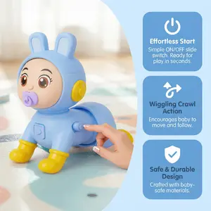 Electric Crawling Space Bunny Toy with Music & LED Lights, Interactive Motor Skill Development Toy for Babies & Toddlers 6–36 Months