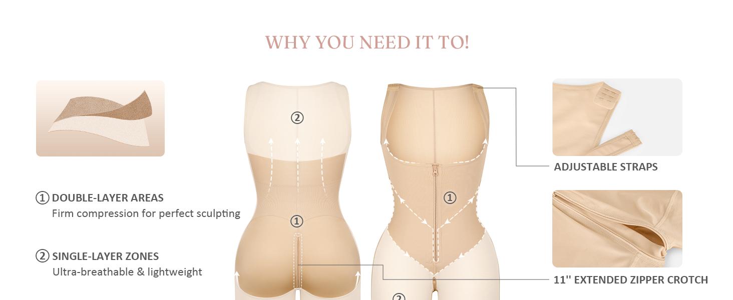 FeelinGirl #Live Fajas Colombianas Moldeadoras Butt Lifting Shapewear Tummy Control Postpartum Faja Body Shaper with Zipper Crotch SpringStatements