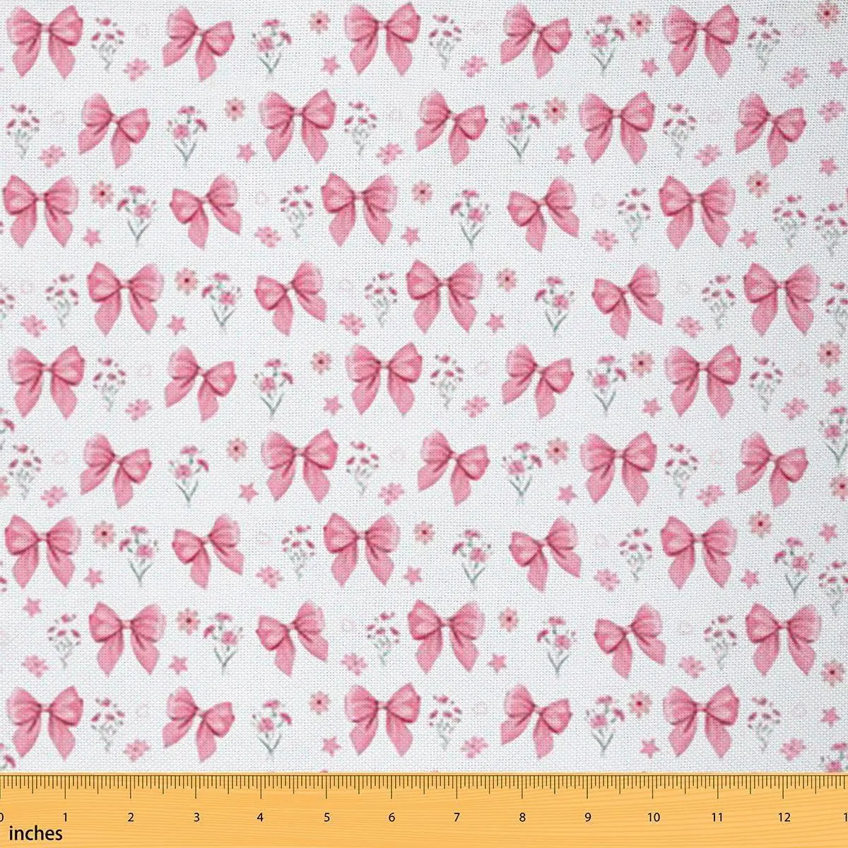 Feelyou Medium-Weight Waterproof Polyester Fabric by the Yard, Floral Watercolor Pink Bowknot Print Yard Bolt, Non-Stretch for Home Decor & DIY Projects