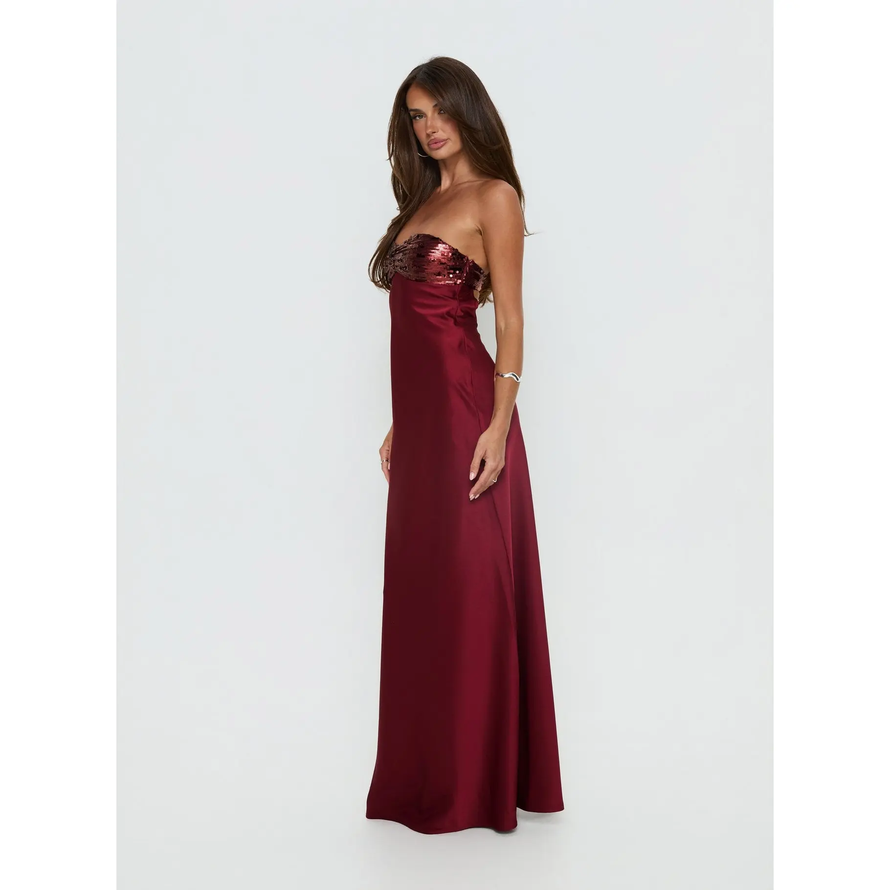 princess polly baby blue dress Brandon Maxwell The Lainey Dress in Light Khaki & Olive Oil main image 0