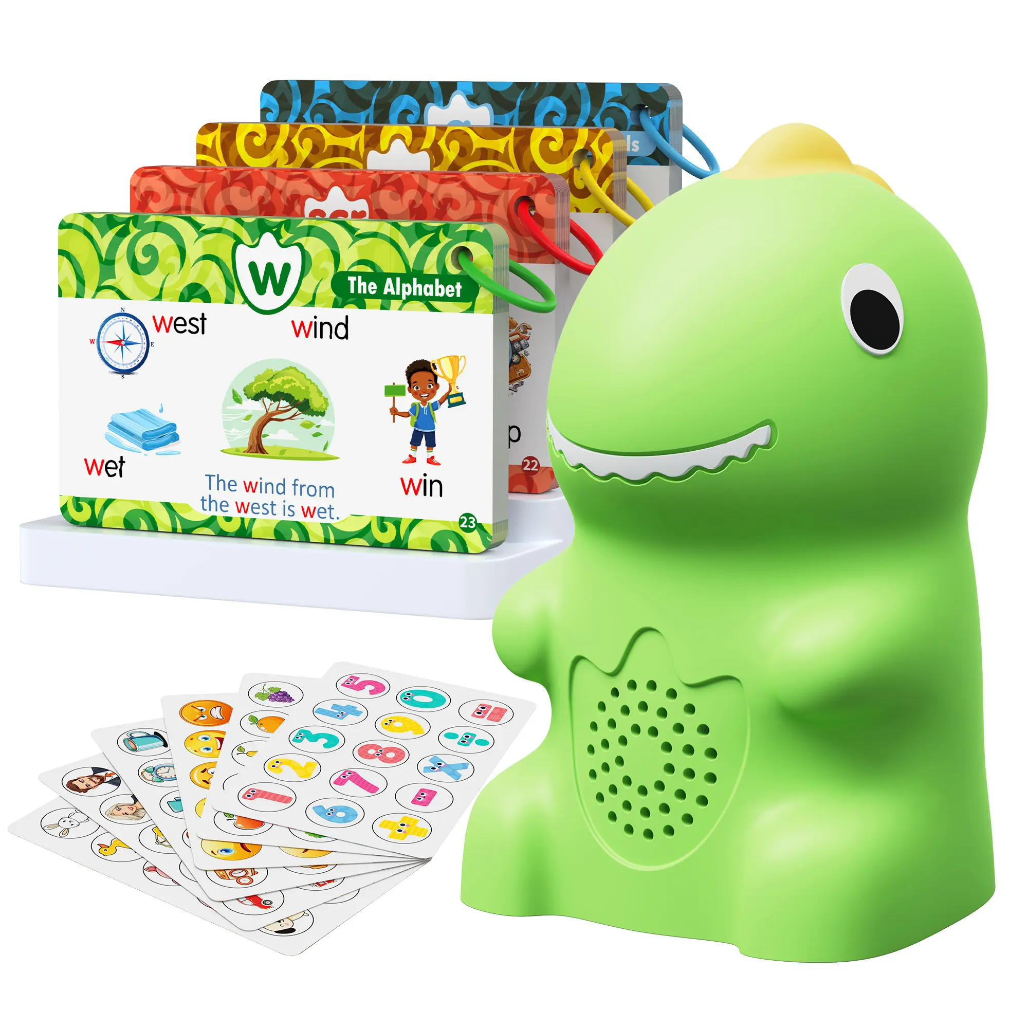 #backtoschool KOKODI Dinosaur Talking Flash Cards with Interactive Learning Stickers Montessori Phonics & Sight Words Set 148 Cards 592 Words 5 Categories 6 Stickers Educational Toy for Kids - Flashcards,back to school