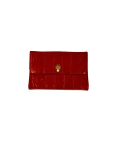 Broached Red Leather Clutch