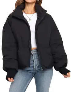 Women’s Winter Cropped Puffer Jacket Coat Short Warm Quilted Jacket 2026