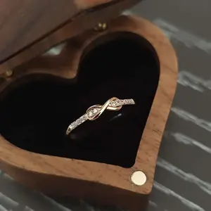 Girl’s Valentine’s Day Lucky 8-Shaped Inlaid Zircon Ring – Fashionable, Simple, Endless Love Ring – Adjustable Open Design Elegant Rings