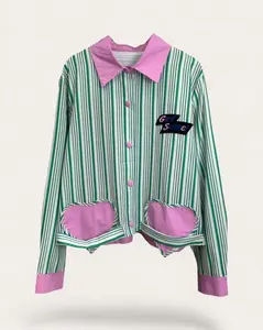 Striped Colorblock Cropped Shirt