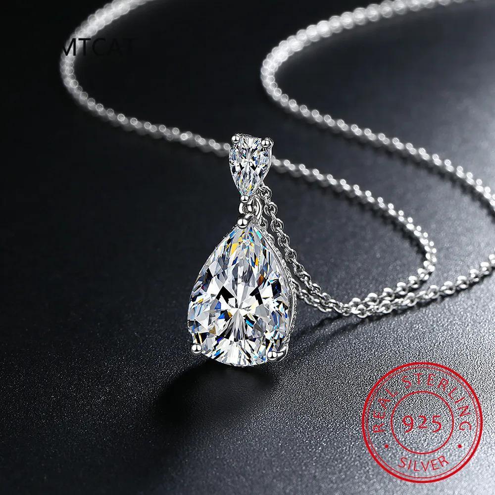 14K White Gold 2 Carat Pear Teardrop Cut D Color Moissanite Diamond Necklace With Certificate