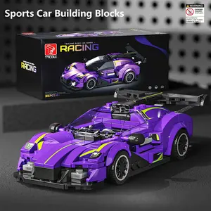 Racing car building block toy, dustproof display case for racing car models, desktop decor, creative gift, building block set, suitable for teenagers and adult building enthusiasts, birthday gift