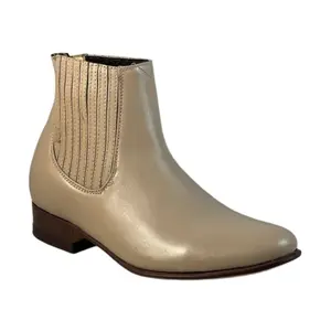 LA HACIENDA Men's Bone Ankle Boots Botin Charro