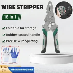 1PCS Collapsible Wire Stripping Pliers Multi Function Electrician Tool with Crimping, Cutting, and Wrench Features, Compact Foldable Design for Easy Storage