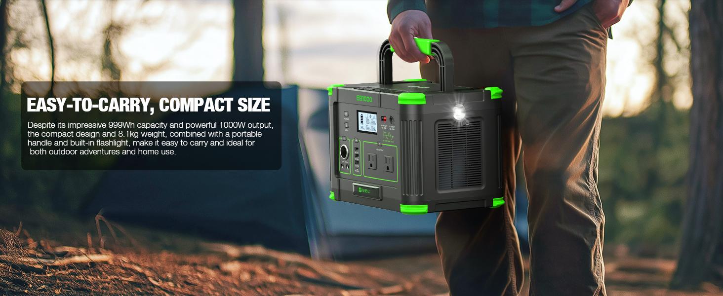Outdoor Power Station: EBL1000W Solar Generator w/ 999Wh Battery | Powers Home Essentials & Camping Gear