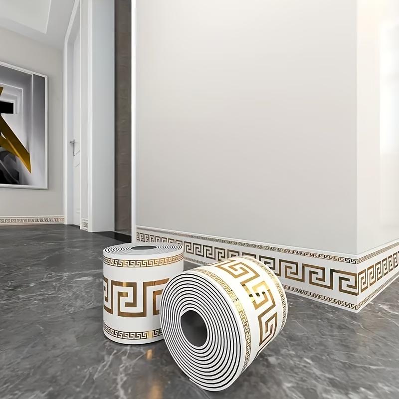 1 roll Self-Adhesive Baseboard, Wall Corner Guard, Peel & Stick Molding, 3.94inch x 196.85inch Vinyl Trim, DIY Floor & Wall Protection, Removable Skirting Board, Countertop Edge Guard, Ceiling Corner, Easy No Tools Installation