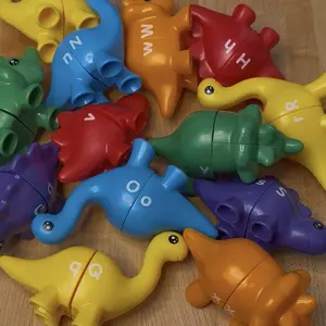 Matching Letters Dinosaur Toy, Double-Sided ABC Letters Dinosaur Match Game Preschool Fine Motor Toy, Educational Learning Toys for Toddlers Boys Girls