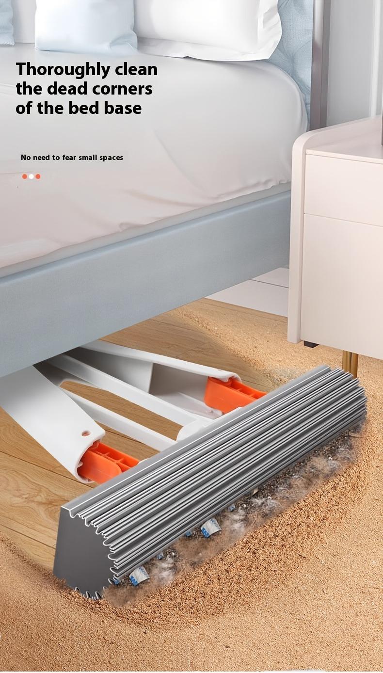 Super absorbent sponge mop with 2 replacement heads, double folding squeeze mop, hands-free washing, durable rubber sponge mop, suitable for kitchen, bathroom, living room floor, wet and dry use, sponge mop