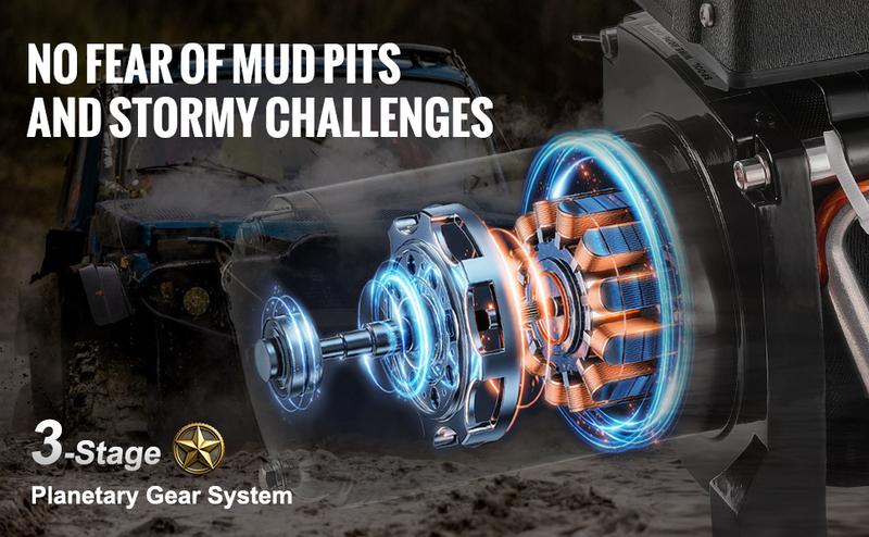 VEVOR Electric Winch for Truck 6000 lb Synthetic Rope Waterproof Remote Control