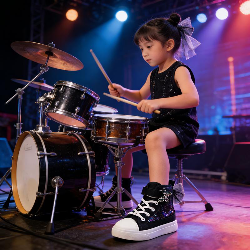 rosyclo Kids' High Top Canvas Casual Trainer Shoes, Trendy Sparkle Sequins Bow & Butterfly Design Sneakers for Toddler Boys & Girls, Sports Footwear for Running & Walking, Trendy High Top