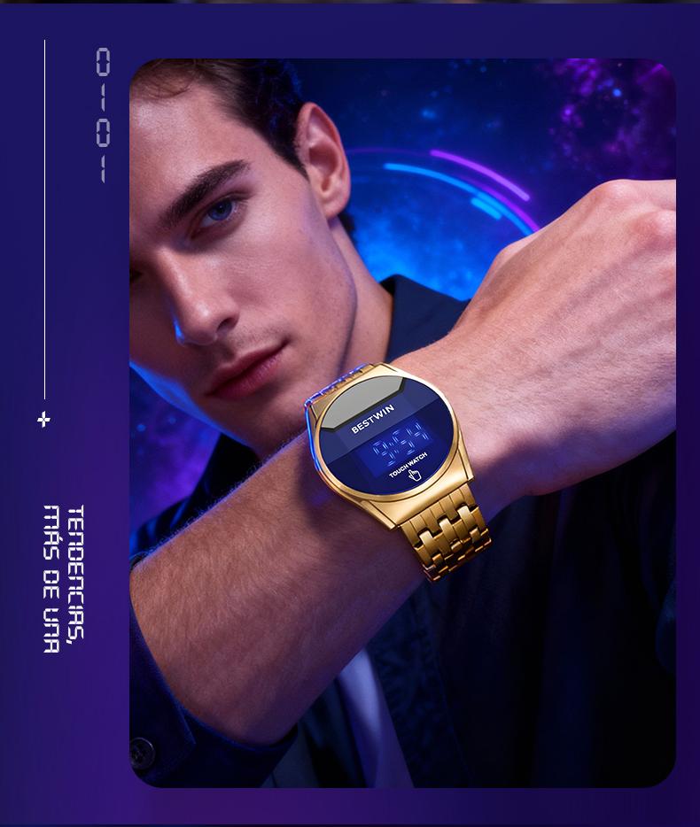 【Jumpstart sale】Touchscreen Racing Sport watch Luxury Mens Racing Sport ​Iridescent diamond-shaped mirror surfacet WatchMultifunction Chronograph  Stainless Stee! Casual Business Stvle Perfect Giftfor Him fashionable wristwatch time display