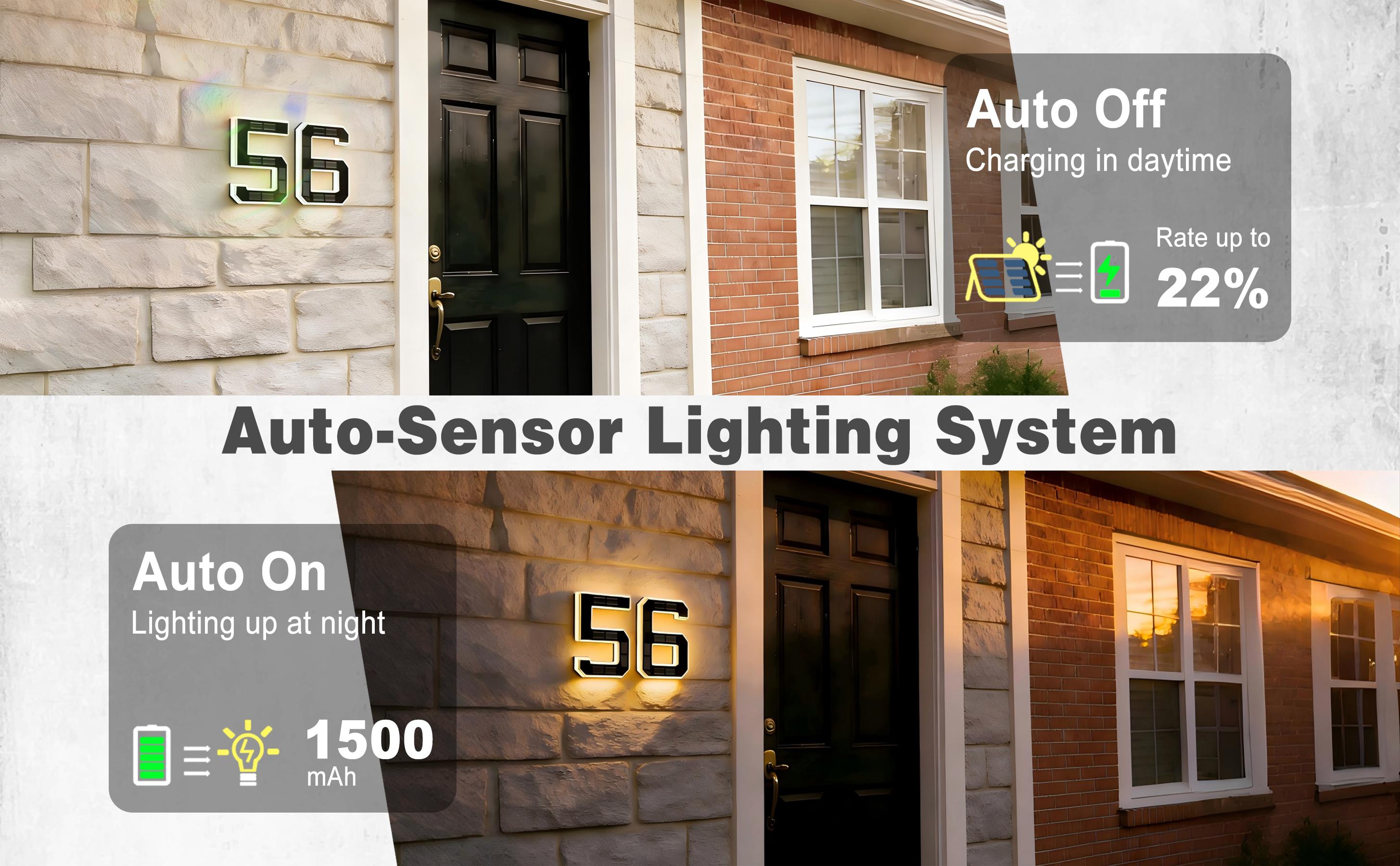 ISUNMEA Solar Lighted House Numbers 9 Inch Waterproof LED Address Signs for Outside Modern House Numbers with Large Personalization Options,Decorate your door number, DIY personalisation.Modern Farmhouse Illuminated Sign Light Two Size Options